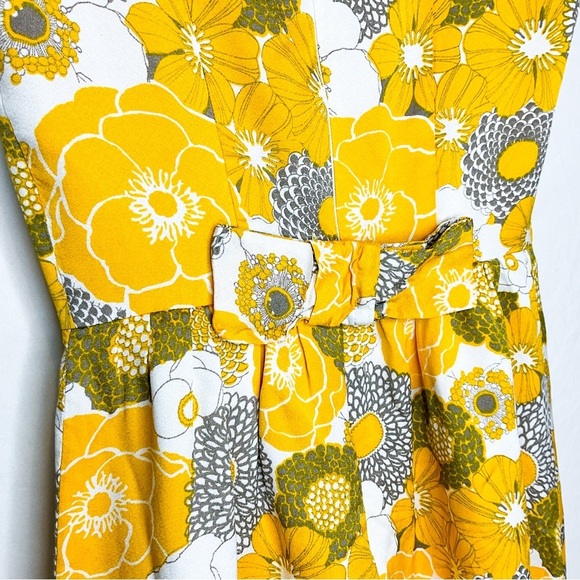 VINTAGE BEAUTY Floral Yellow and White Sleeveless Dress - Picture 12 of 16